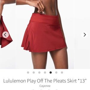 Lululemon play off the pleats skirt